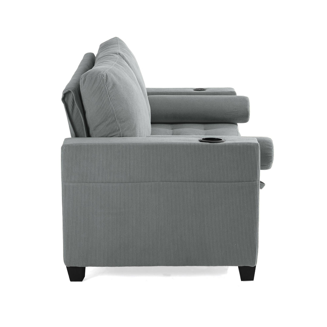 3-In-1 Pull-Out Sleeper Sofa Bed Convertible Adjustable Multi-Functional Loveseat with USB Port