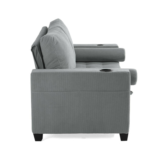 3-In-1 Pull-Out Sleeper Sofa Bed Convertible Adjustable Multi-Functional Loveseat with USB Port