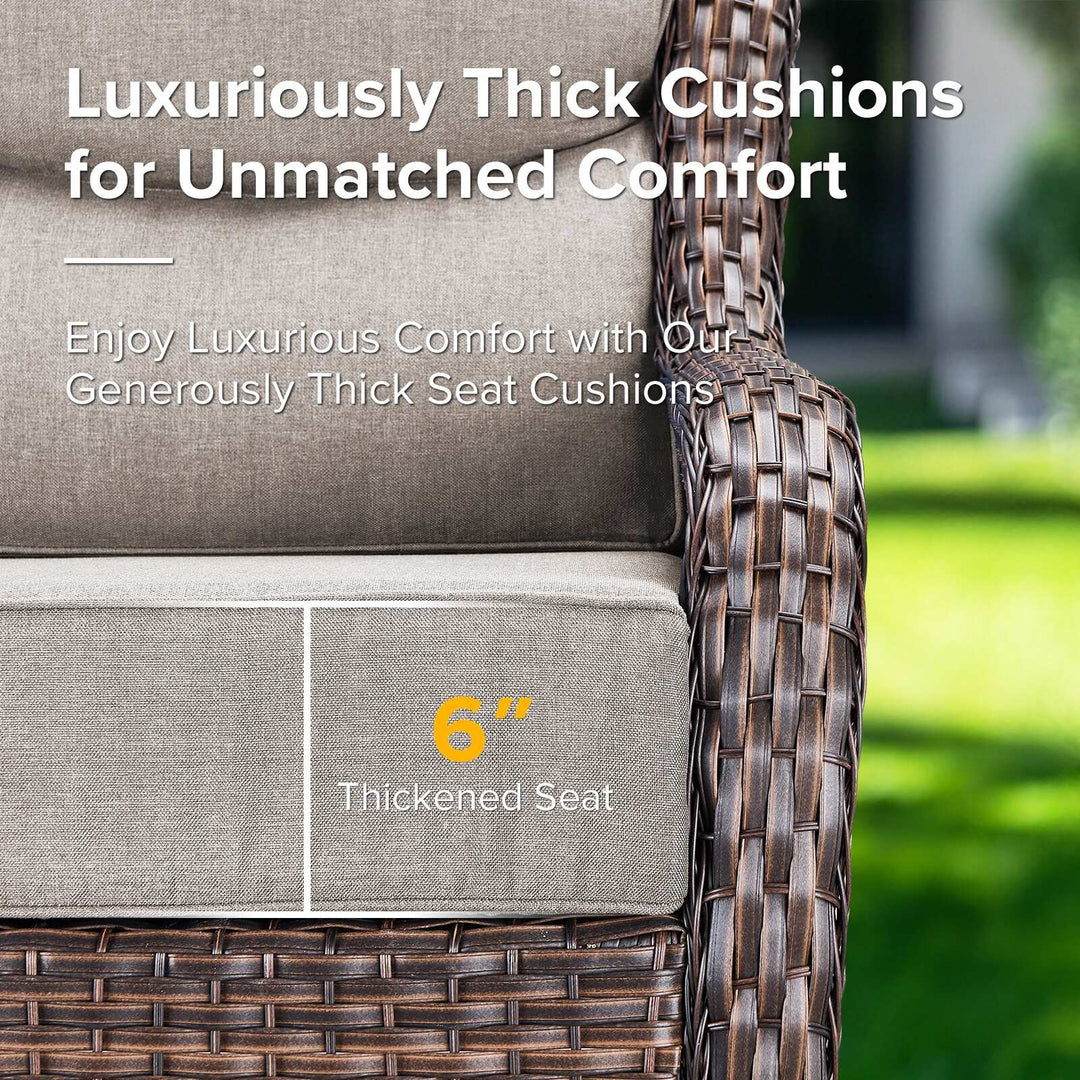 7-Piece Patio Furniture Set with Swivel Glider Chairs, 6-Inch Ultra-Plush Cushions & Water-Resistant Olefin Fabric