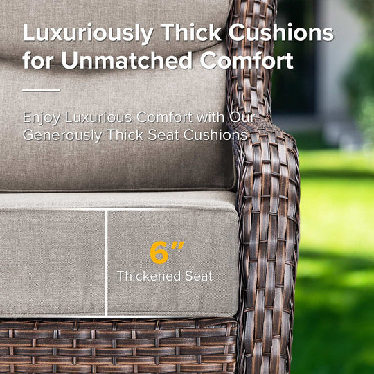 7-Piece Patio Furniture Set with Swivel Glider Chairs, 6-Inch Ultra-Plush Cushions & Water-Resistant Olefin Fabric