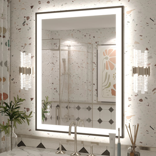 Extra Large Black Frame LED Bathroom Vanity Mirror with 3 Years Warranty and UL Certified