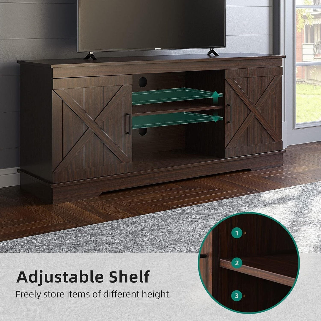 Farmhouse TV Stand with Barn Door Media Console Entertainment Center with Storage Cabinets