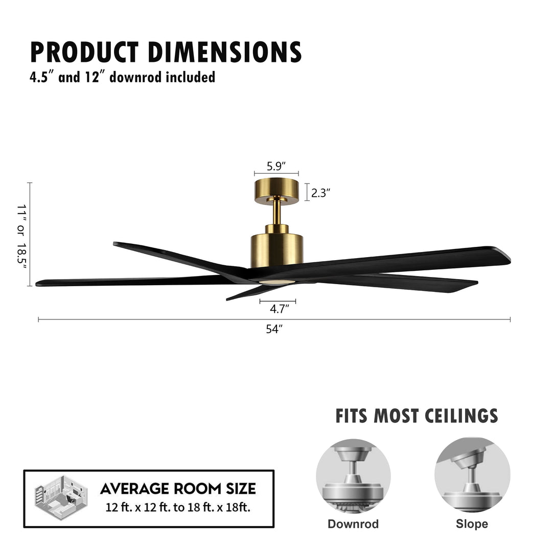 54 Inch DC Motor Indoor Ceiling Fan without Lights