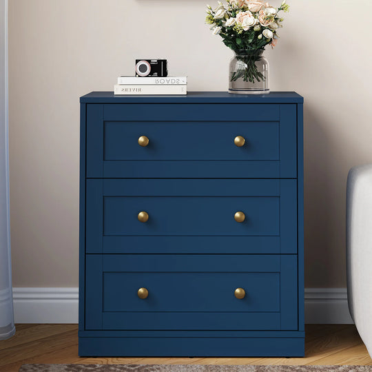 Set of 2 Modern Nightstands with 3 Drawers