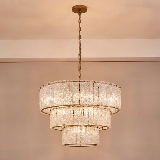 8-Light 3 Tiered Glass Chandelier Pendant Lights - W27.75" X H85"