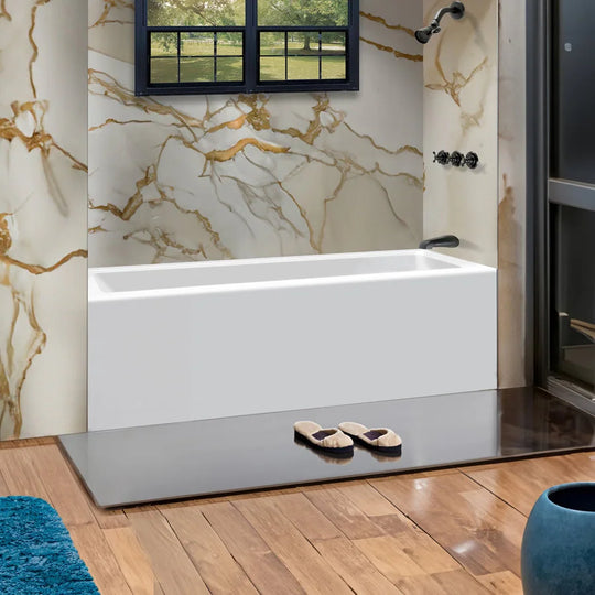 Acrylic-Fiberglass Soaking Bathtub, White. Alcove/Apron Front