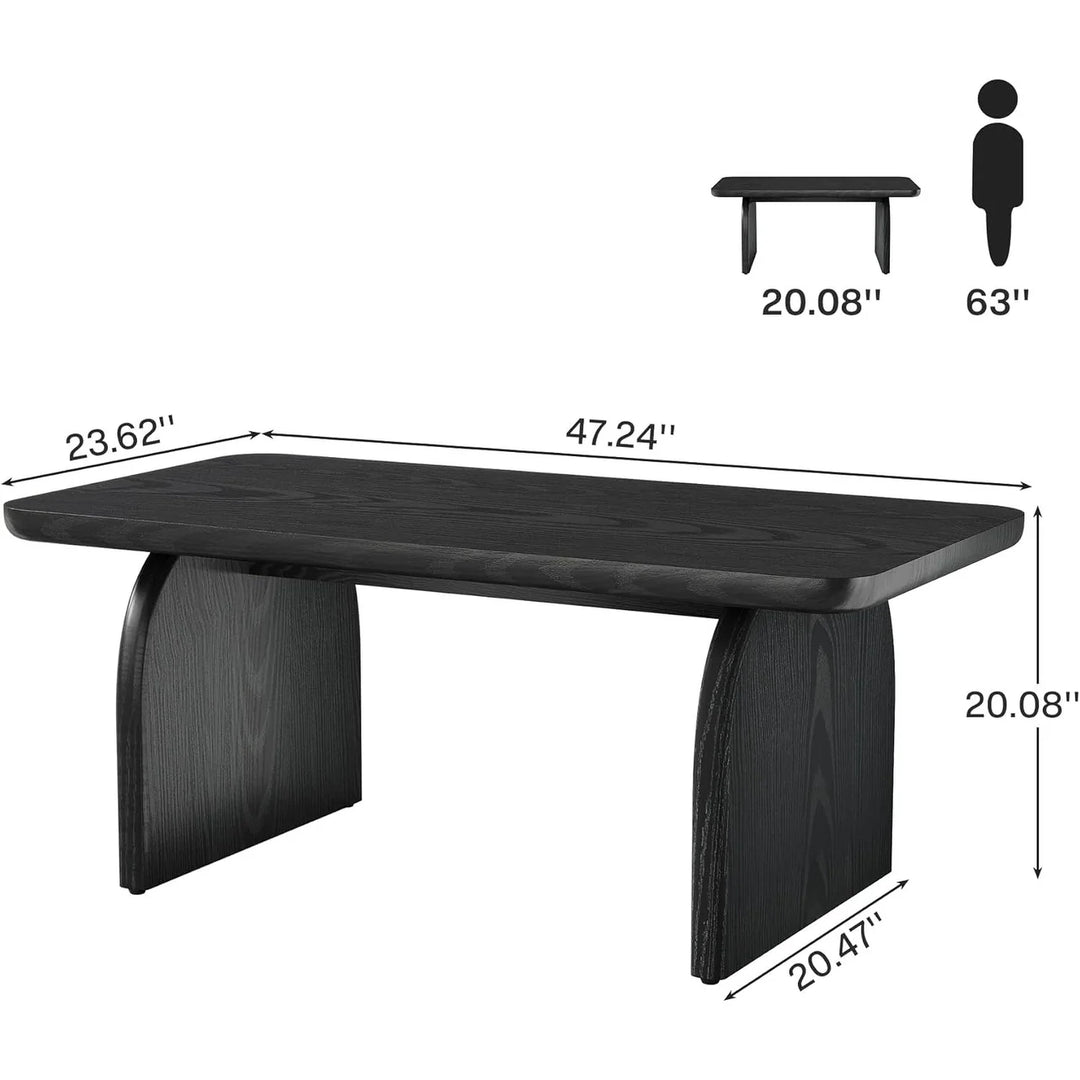 Farmhouse Rustic round Edge Rectangle Coffee Table