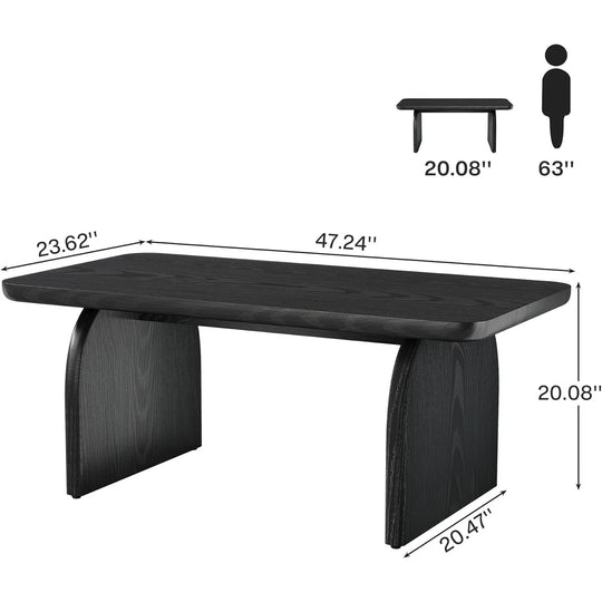 Farmhouse Rustic round Edge Rectangle Coffee Table