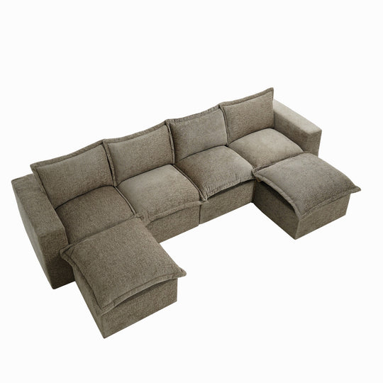 Chenille No Assembly Modular Sectional Sofa Cloud Couch with Ottoman