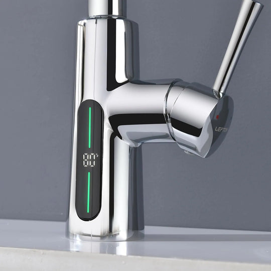 Pull-Down Kitchen Faucet with Temperature Display in Fahrenheit, 3 Water Outlet Modes, Faucet for Kitchen Sink, KF2501