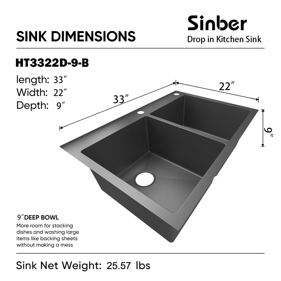 Drop in Double Bowl 304 Stainless Steel Kitchen Sink
