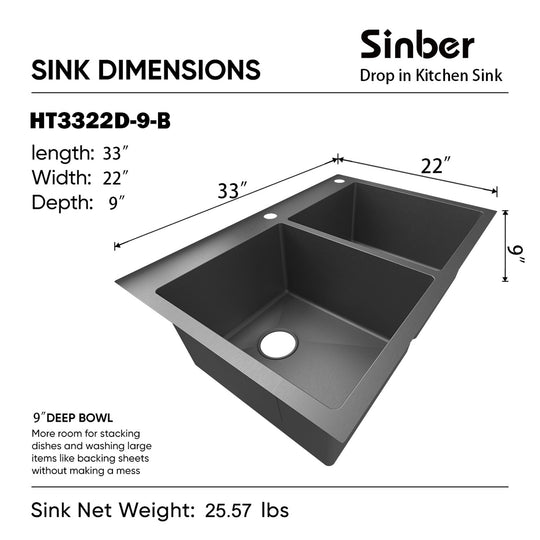 Drop in Double Bowl 304 Stainless Steel Kitchen Sink
