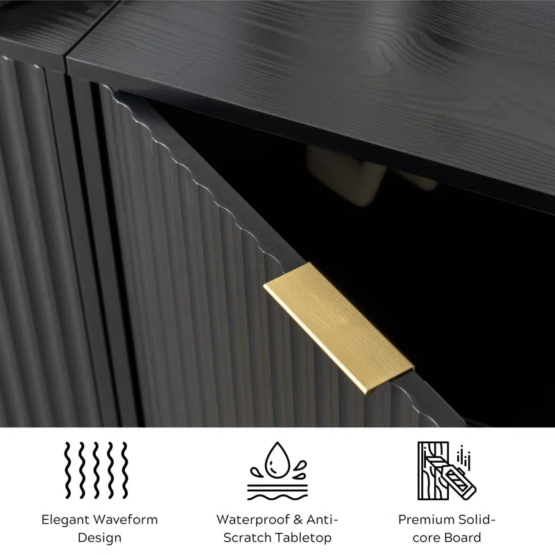 Neketa Wood Accent Cabinet with Metal Base