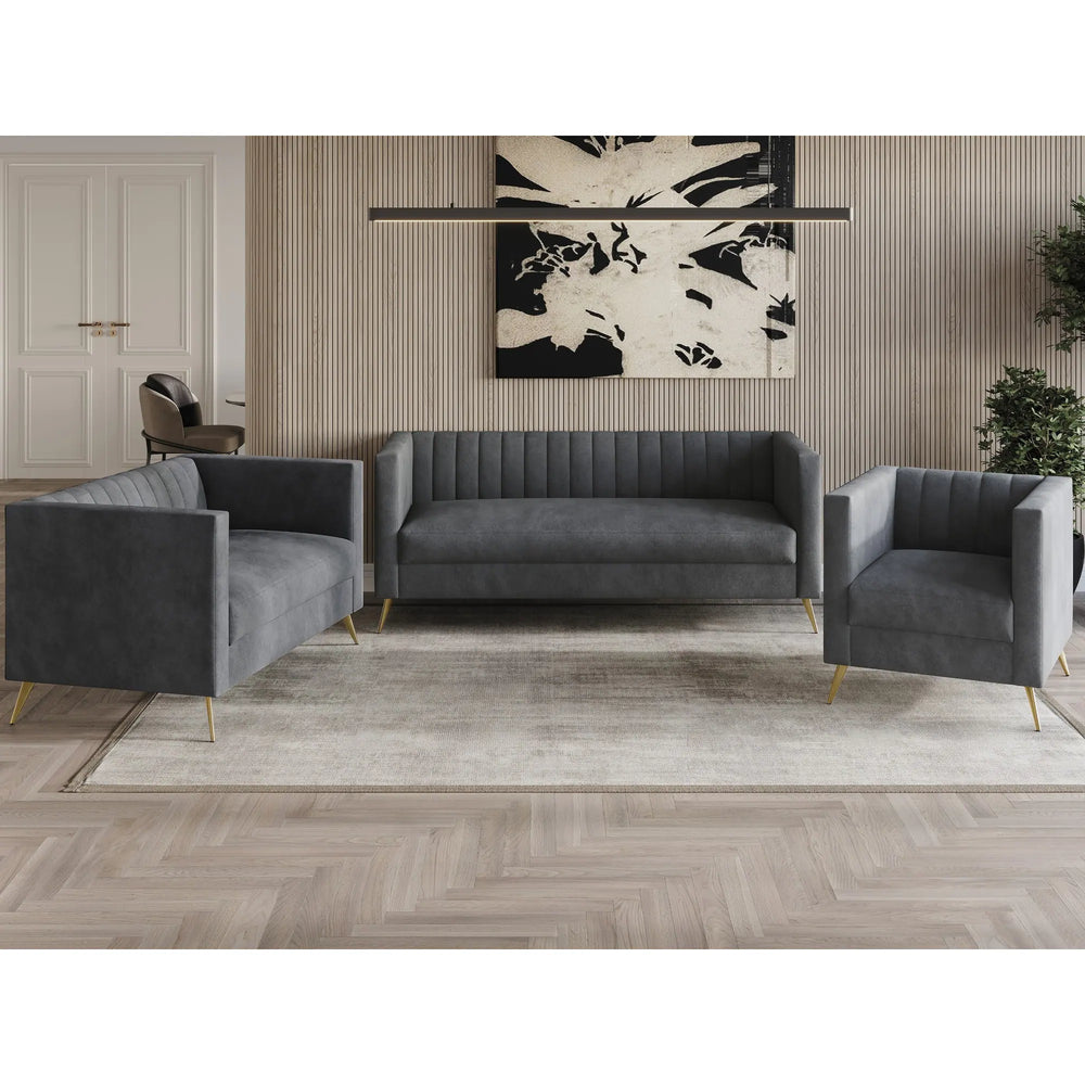Clayfell Weiss Velvet Square Arm Chair/ Loveseat/ Sofa
