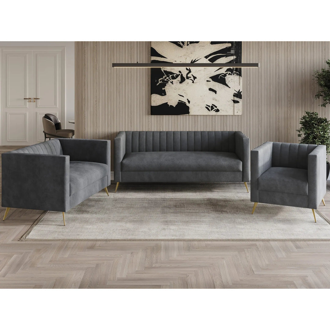 Clayfell Weiss Velvet Square Arm Chair/ Loveseat/ Sofa