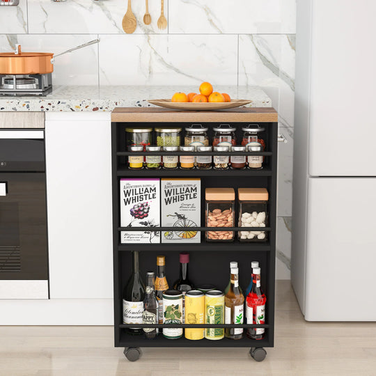 Slim Storage Cart, Rolling Narrow Kitchen Cart on Wheels
