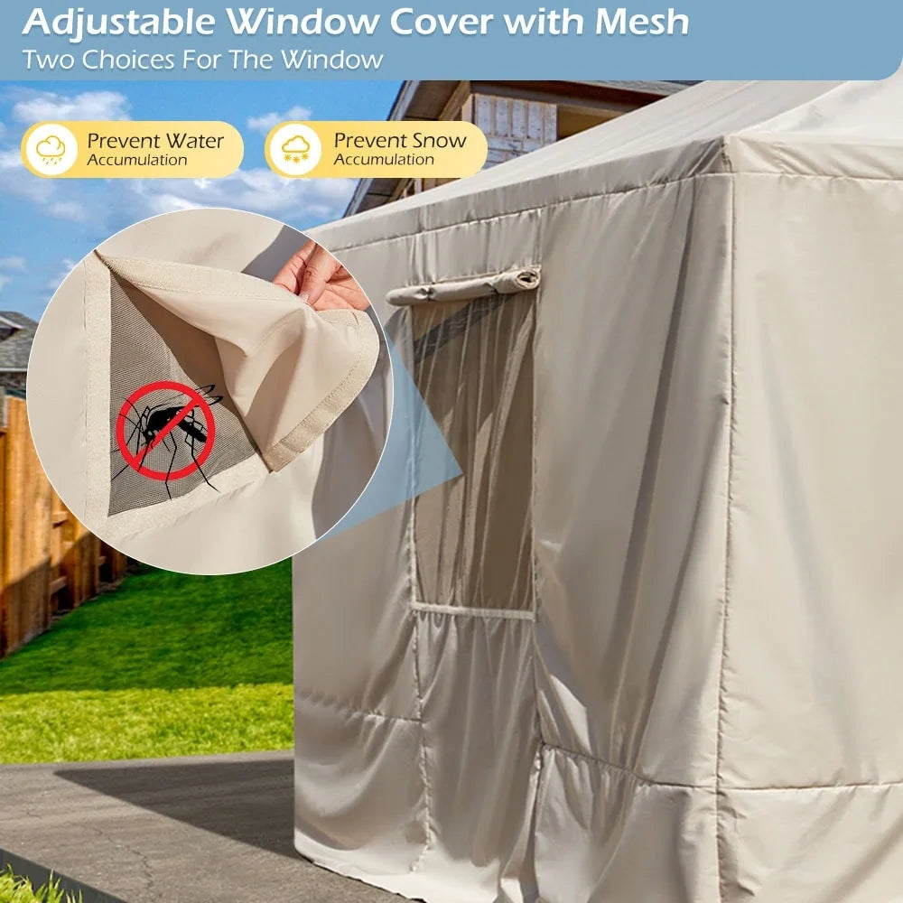 Hardtop Wood Gazebo with Double Roof – Free Dust Cover with 12X16 or 12X20 Model – Waterproof Outdoor Gazebo