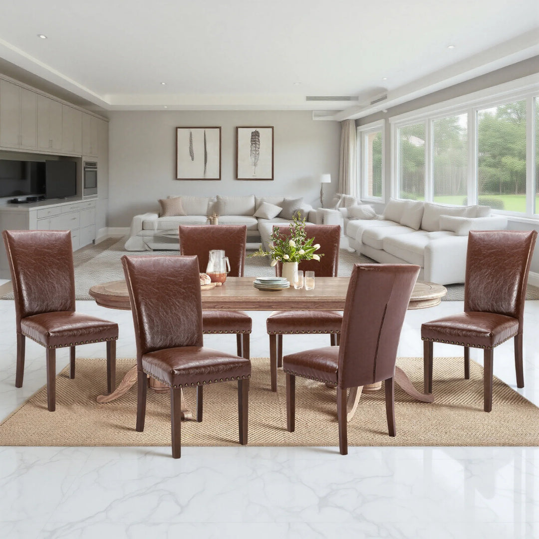 RENEWLINE Dining Chairs, Fabric with Nailhead Trim and Wood Legs