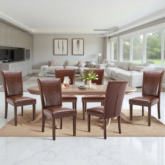 RENEWLINE Dining Chairs, Fabric with Nailhead Trim and Wood Legs