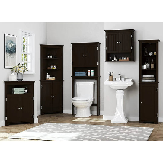 Bathroom Cabinet Wall Mounted, Wood Hanging Cabinet, Wall Cabinets with Doors and Shelves over the Toilet for Bathroom