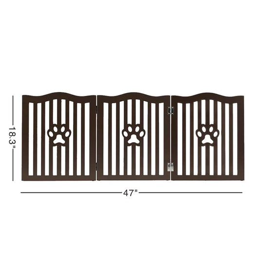 Trimate, Pet Gate, Wooden Free Standing Dog Gate for Small Dogs and Cats. Great Folding Fence for Doorways, Halls, Stairs. White