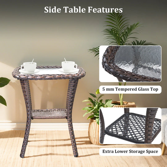 Outdoor Patio Sofa Swivel Chair with 6-Inch Thick Cushions Set