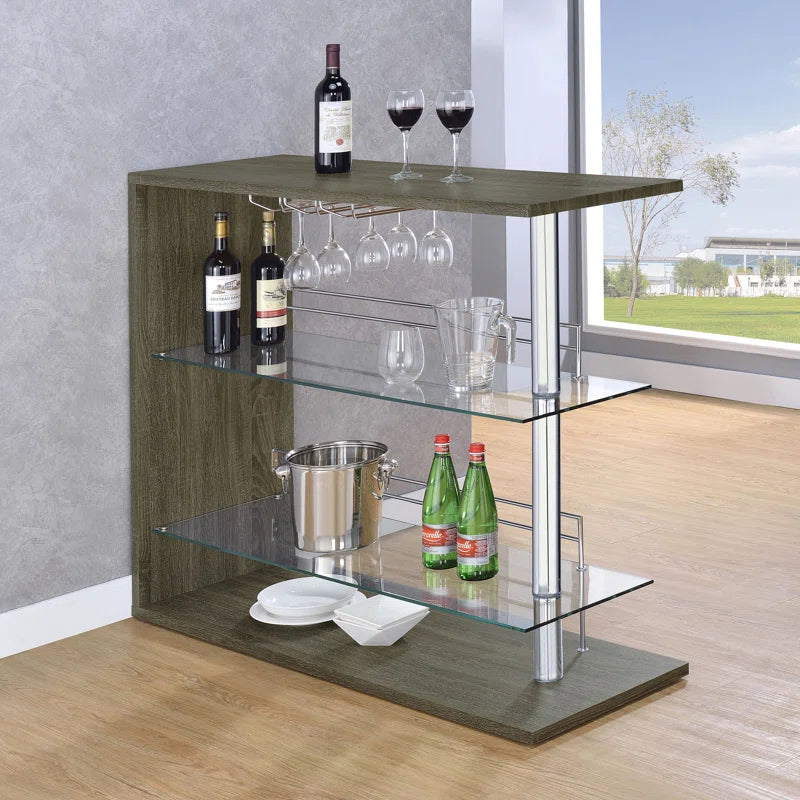 Kwesi Rectangular 2-Shelf Bar Unit - Only Bar Included