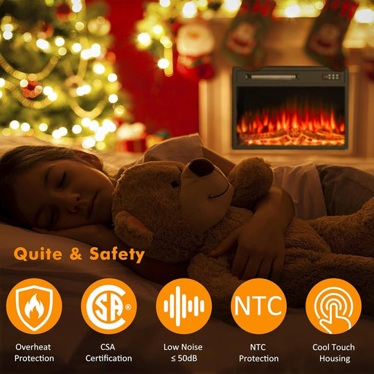 18/23 Inches Electric Fireplace Heater, 750/1500W Electric Fireplace Insert with Overheating Protection