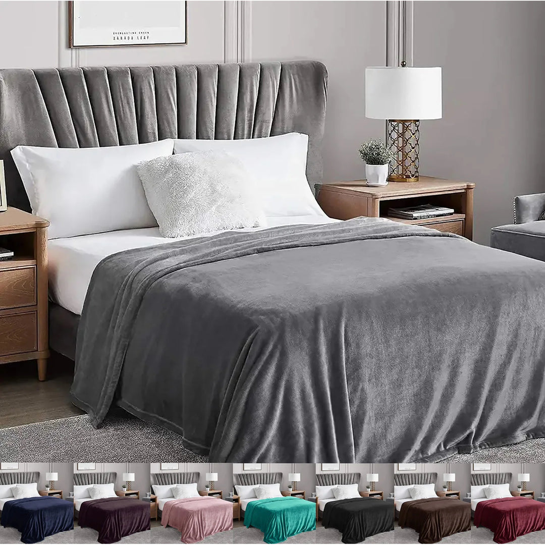 Cozy Microfiber Extra Soft Solid Color Throw Bed Blanket