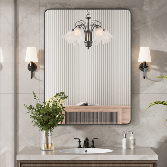 Modern Rounded Rectangle Metal Frame Wall Mirror