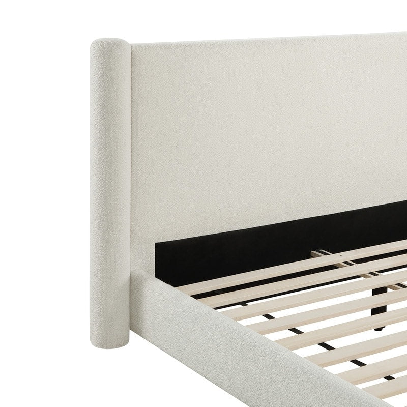 Modern Fully Upholstered Platform Bed Frame with Wide Headboard