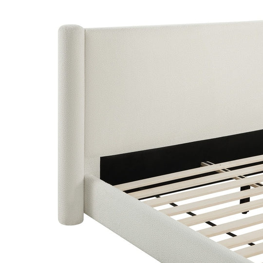 Modern Fully Upholstered Platform Bed Frame with Wide Headboard
