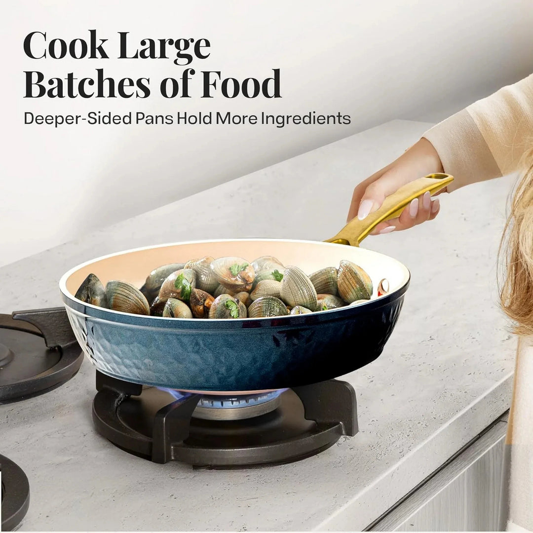 Pro Hammered 20 Piece Ceramic Nonstick Induction Cookware and Bakeware Pots and Pans Set