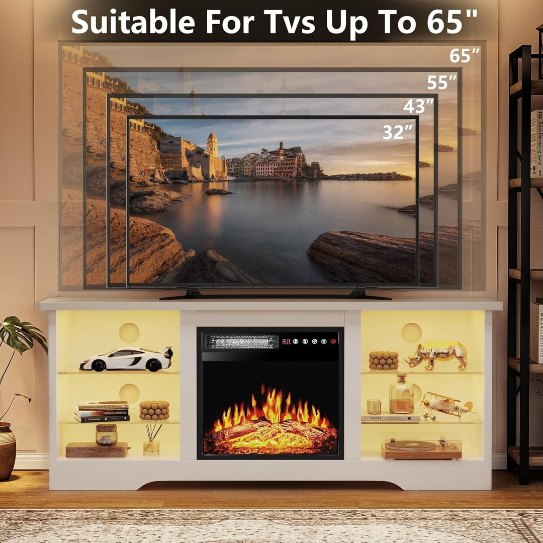 58" Fireplace TV Stand with 18'' Electric Fireplace,Modern Entertainment Center for 65'' Tvs,Tv Console