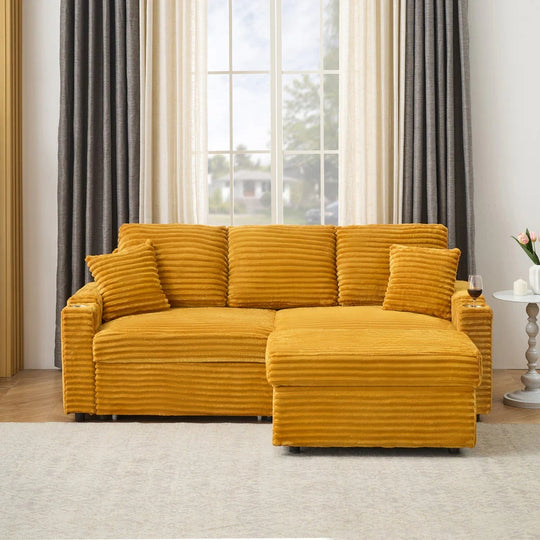 80" Cordylona Sofa, Cup Holder, Ottoman Storage