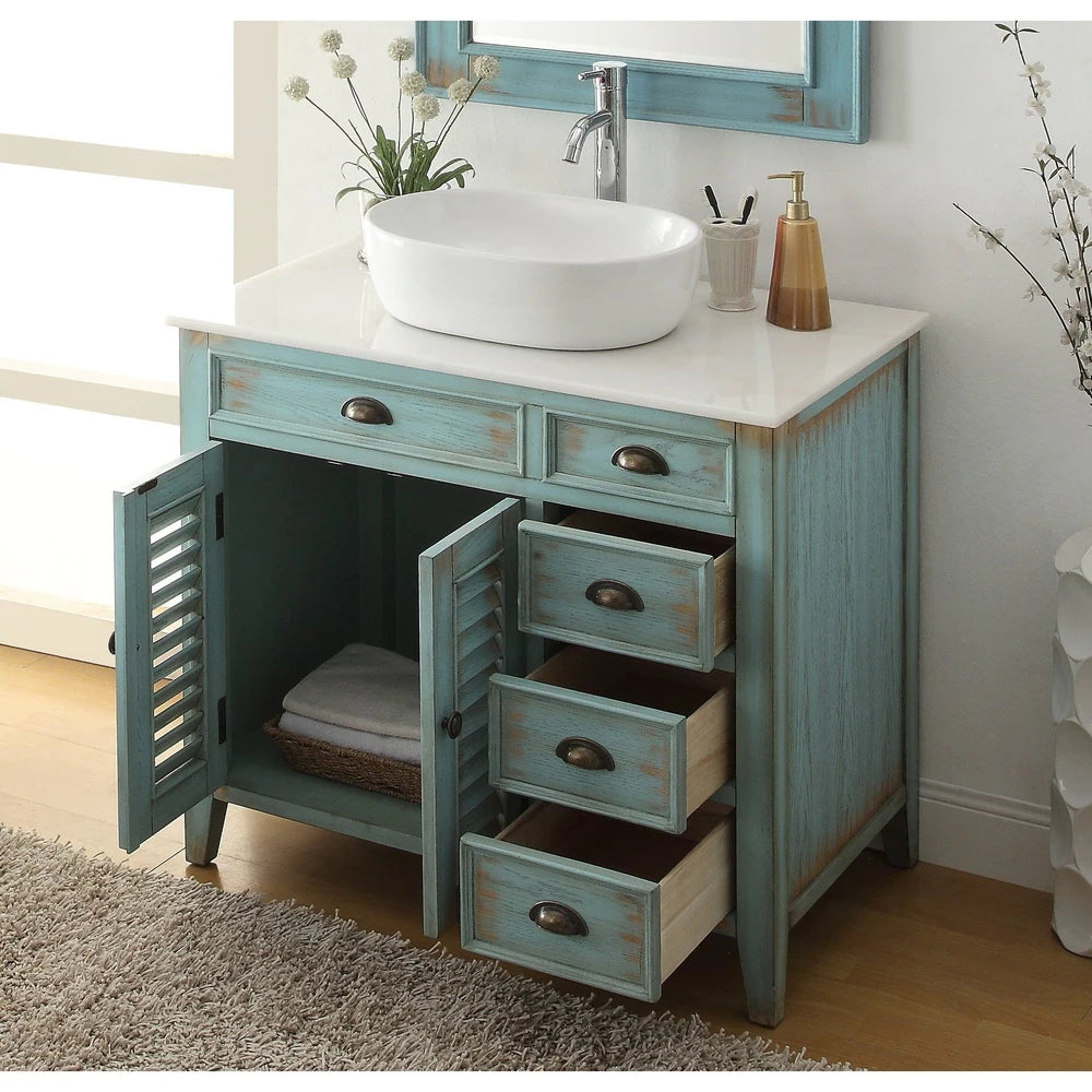 36" Benton Collection Abbeville Farmhouse Bath Vanity & Mirror