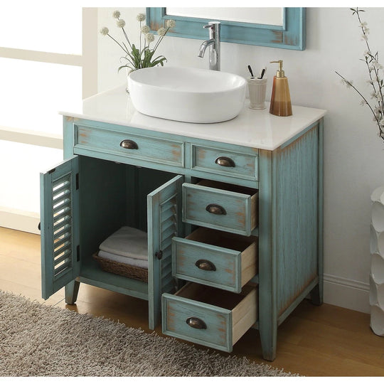 36" Benton Collection Abbeville Farmhouse Bath Vanity & Mirror