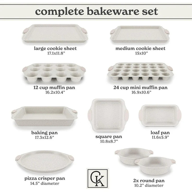 Nonstick Stackable Bakeware Set - Heavy Duty, Durable, Easy Release Baking Set, 10 Pcs