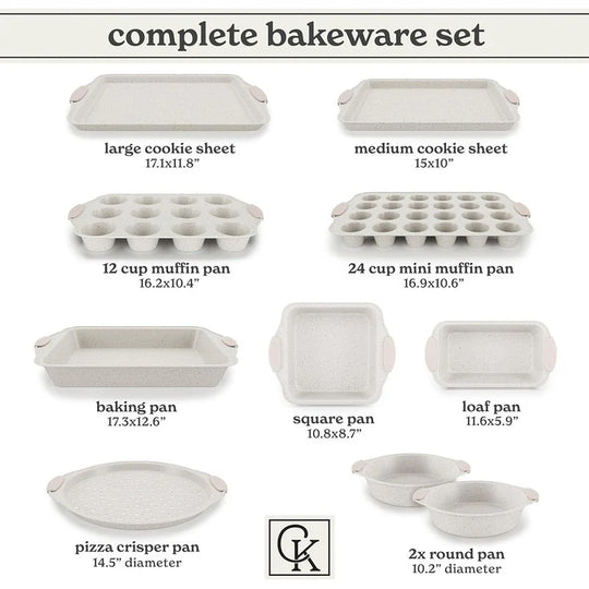 Nonstick Stackable Bakeware Set - Heavy Duty, Durable, Easy Release Baking Set, 10 Pcs