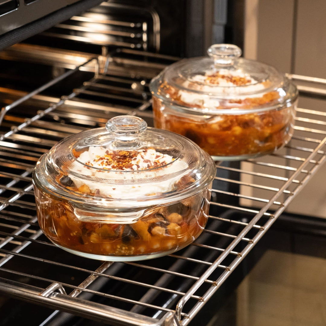 Baker'S Basics 2-Piece Glass Casserole Baking Dish Set with Glass Covers