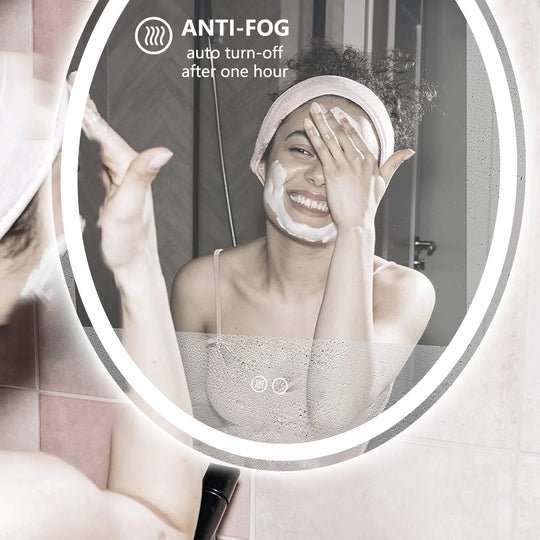 Super Bright Oval LED Lighted Anti-Fog Tempered Glass Bathroom Vanity Mirror with ETL and 3-Year Warranty