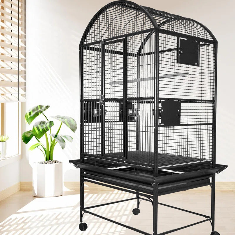 Cleveland 63'' Iron Dome Top Floor Bird Cage with Wheels