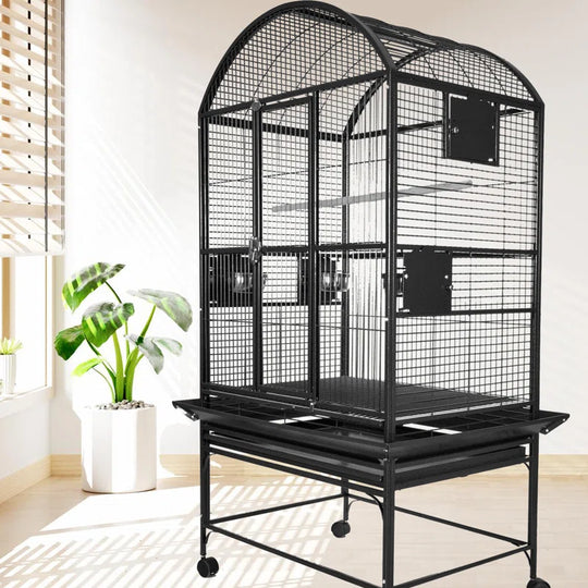 Cleveland 63'' Iron Dome Top Floor Bird Cage with Wheels