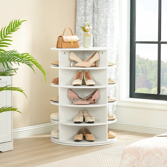 Yasmani 20 Pair Rotating Shoe Rack, Revolving Spinning Shoe Storage