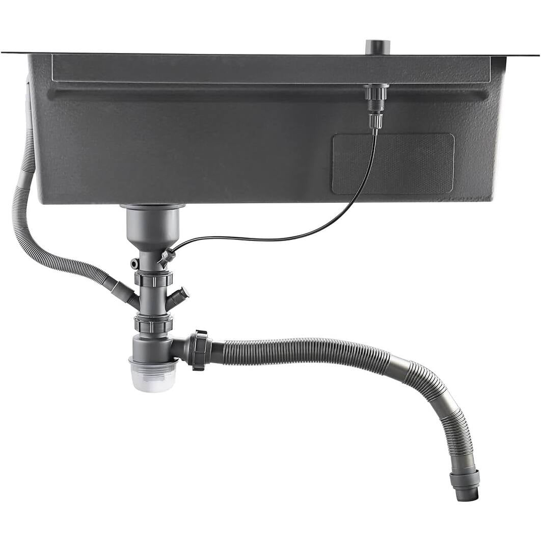 New 33"X22" Stainless Steel Waterfall Kitchen Sink with Temperature Display in Fahrenheit, Pull-Down, KS2206L-PRO