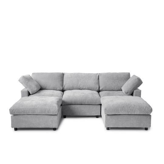 Modern Cloud Sectional Couches for Living Room Set, Chenille U-Shaped Sofa Couch