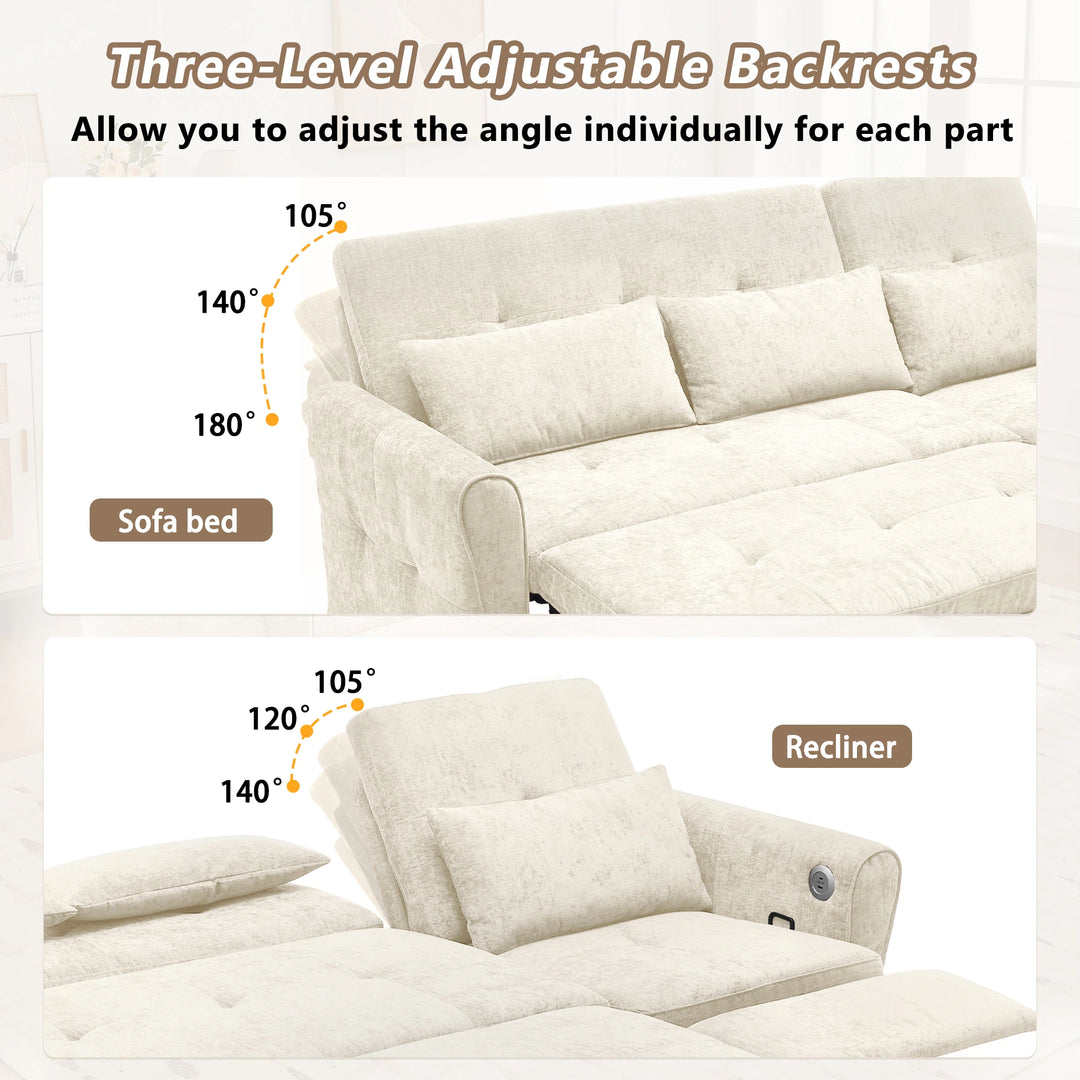 2-In-1 Sofa with Pull-Out Sleeper & Reversible Recliner by