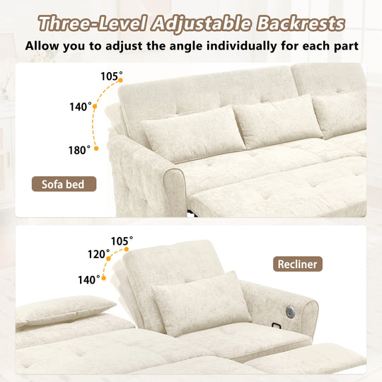 2-In-1 Sofa with Pull-Out Sleeper & Reversible Recliner by