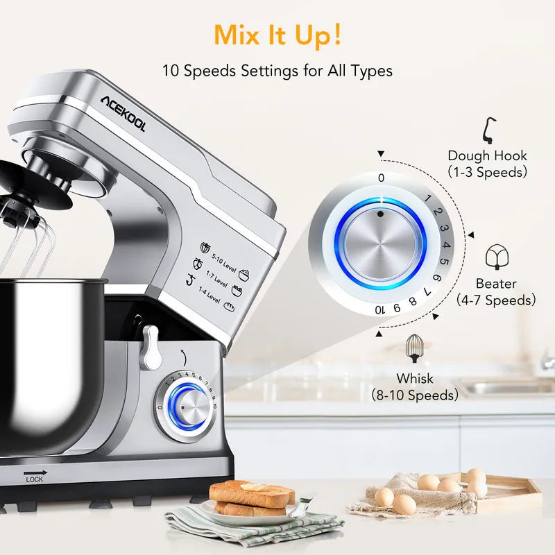 7.5 Quarts 10 Speed Tilt Head Kitchen Stand Mixer