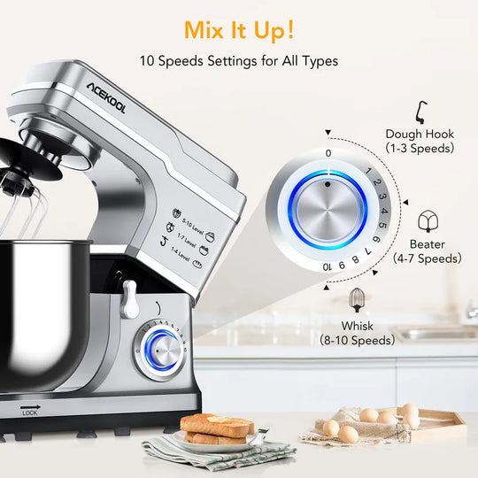 7.5 Quarts 10 Speed Tilt Head Kitchen Stand Mixer